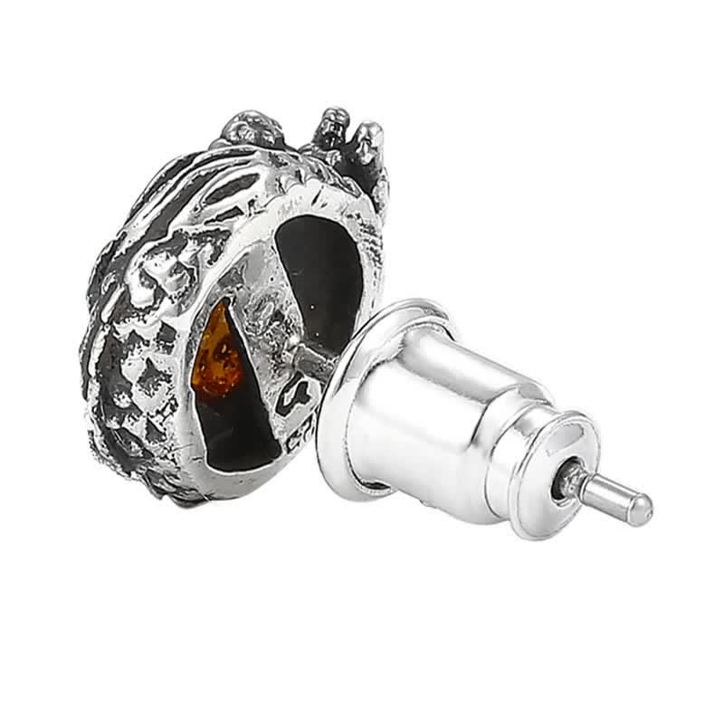 Pendientes de plata de ley 925 con Buddha Stones , diseño de dragón de ámbar natural