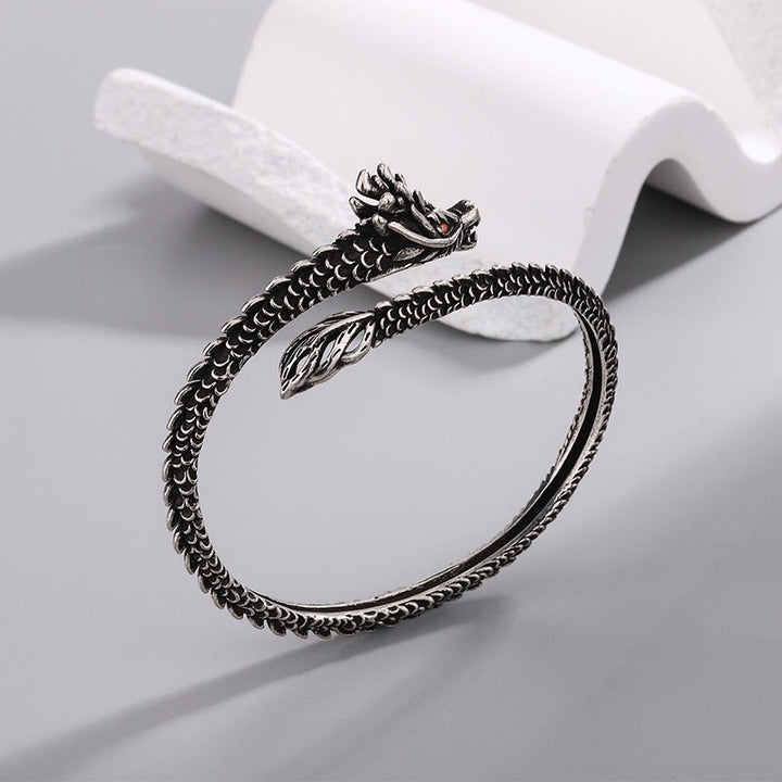 Brazalete de protección de la suerte con patrón de escamas de dragón de Buddha Stones
