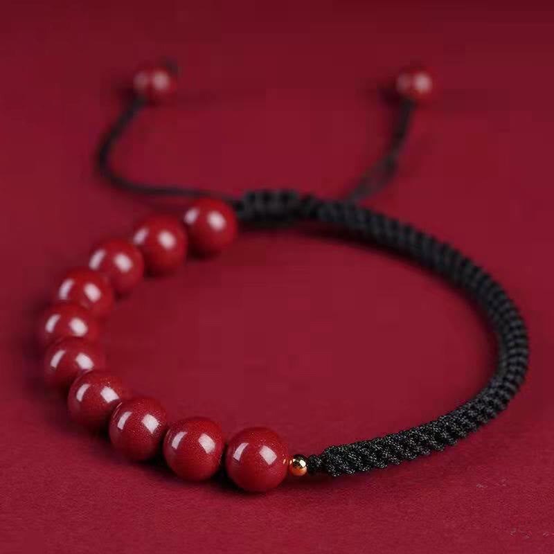 Pulsera de hilo de bendición con nudo King Kong de cinabrio natural con Buddha Stones