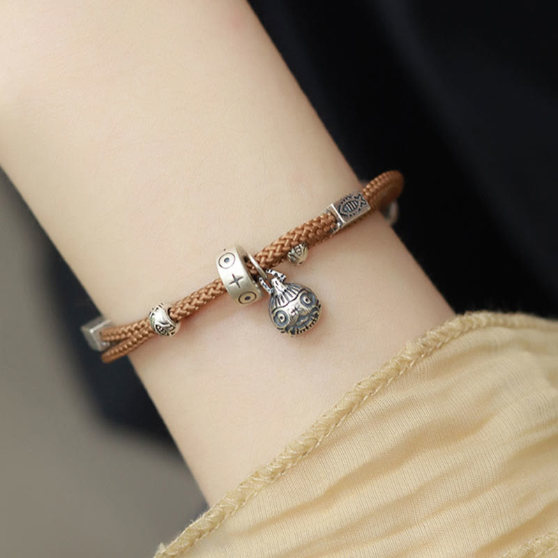 Pulsera trenzada hecha a mano con Buddha Stones , Plata de Ley 925, oro, bestia tragadora, pez Koi, riqueza
