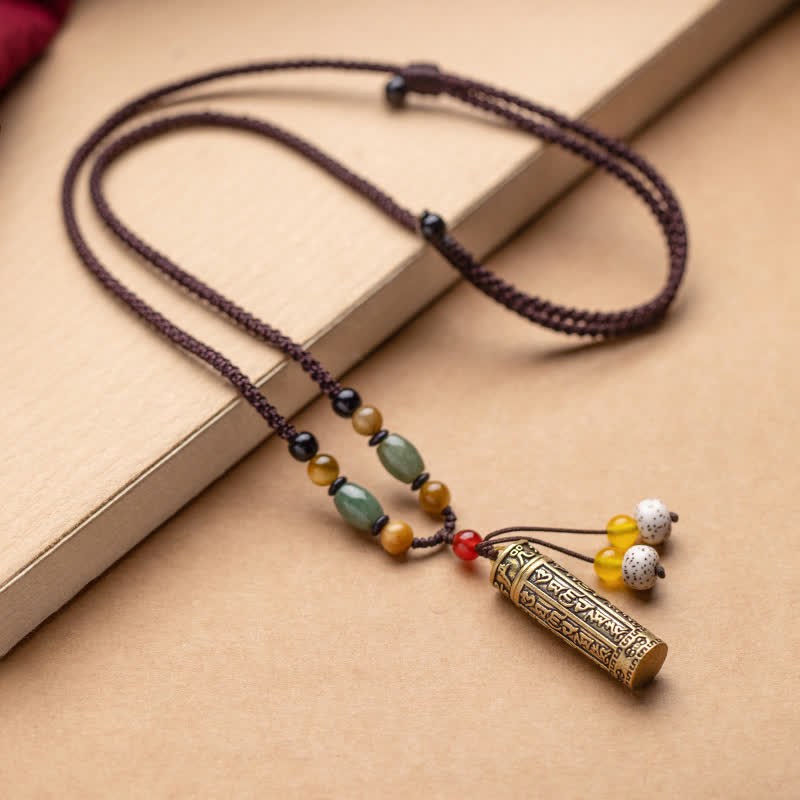 Buddhastoneshop Tibet Om Mani Padme Hum Ágata Shurangama Sutra Collar de protección colgante - image 13