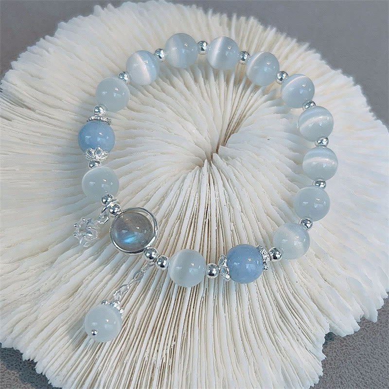 Pulsera de soporte con dije de estrella, mariposa, piedra lunar, ojo de gato, Buddha Stones