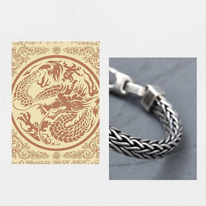 Pulsera con hebilla de riqueza curativa con diseño trenzado de quilla de dragón acrílico azul Retro con Buddha Stones