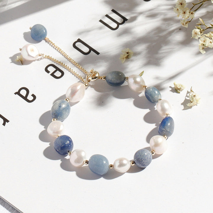 Pulsera curativa de cuentas de perlas de cristal de aventurina azul natural con Buddha Stones