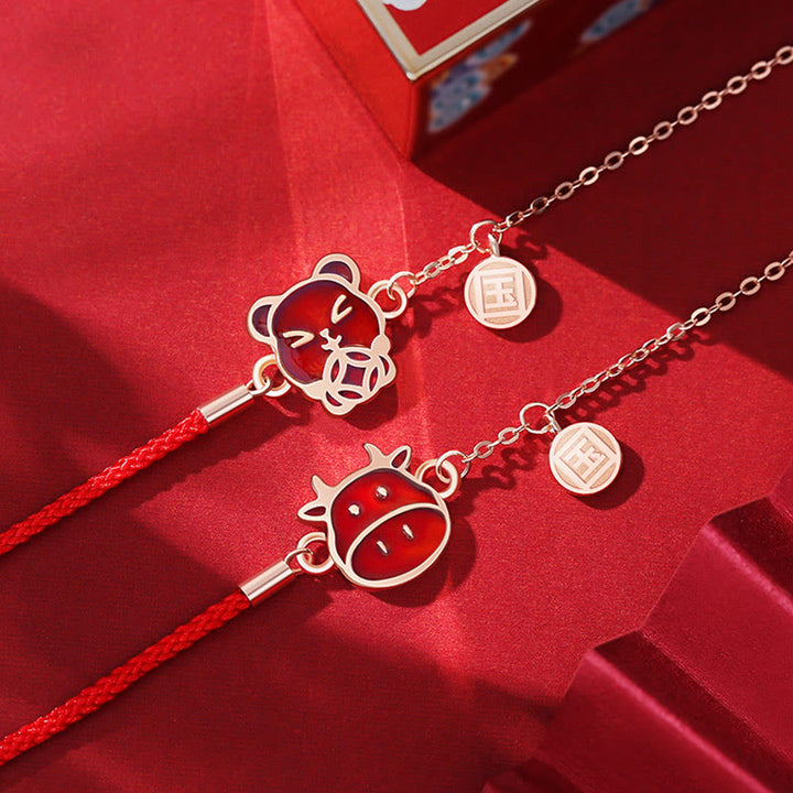 Pulsera de cadena de hilo rojo con Buddha Stones , Plata de Ley 925, que cambia de color, protección de la suerte del zodiaco chino - image 1