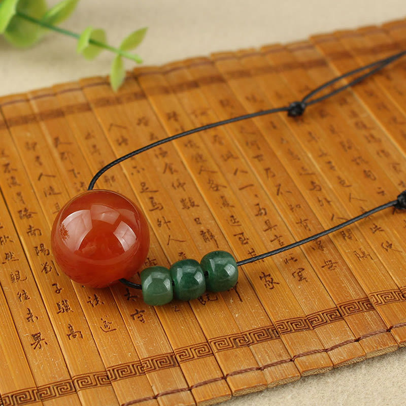 Buddha Stones, ágata roja, Aventurina verde, cuentas de semilla de Bodhi, collar de cuerda de cuero tranquilo, colgante