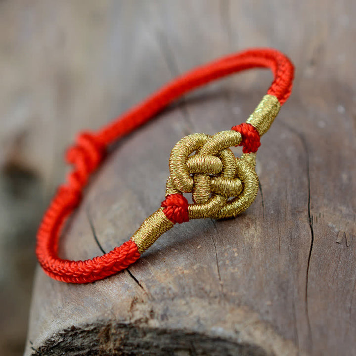 Pulsera de cuerda trenzada de fuerza de la suerte anudada china de diseño simple hecha a mano