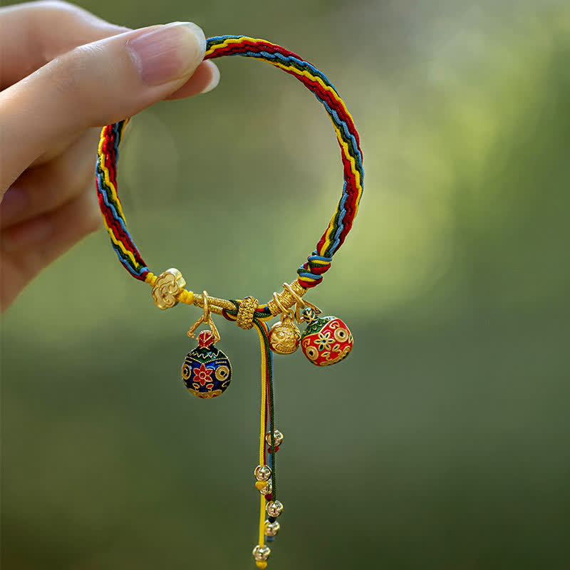 Pulsera de cuerda colorida con nudo de reencarnación de la suerte de la familia de la bestia tragadora de oro con Buddha Stones