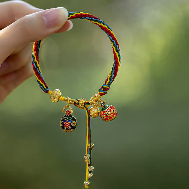 Pulsera de cuerda colorida con nudo de reencarnación de la suerte de la familia de la bestia tragadora de oro con Buddha Stones