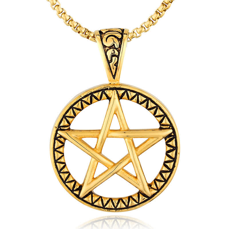 Colgante de collar de equilibrio de acero de titanio con pentagrama