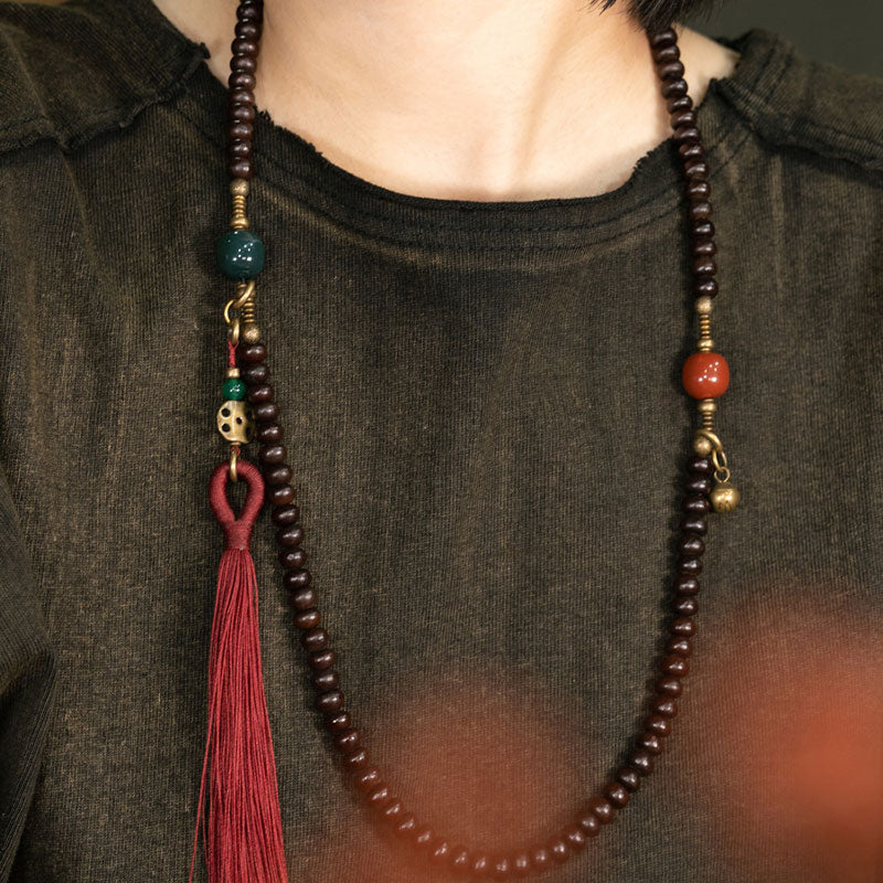 Buddha Stones 108 cuentas de Mala Natural Tíbet púrpura semilla de Bodhi pulsera auspiciosa