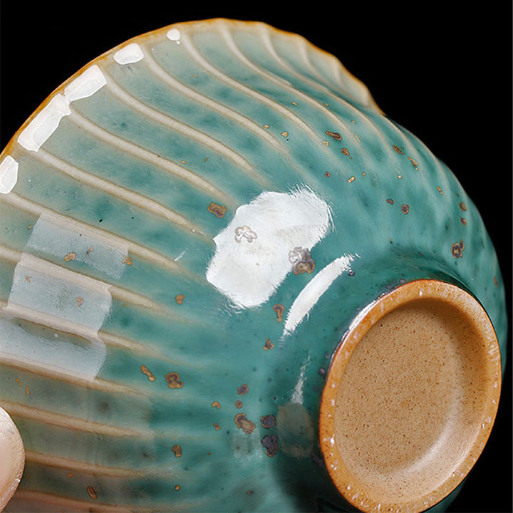 Taza de té y platillo con tapa, cerámica Gaiwan Sancai, cambio de horno de esmalte Retro, Buddha Stones , Kung Fu