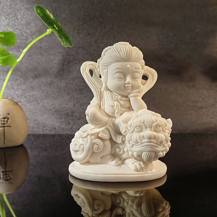 Buddha Stones Mini fruta de marfil Tathagata Buda Lotus Kwan Yin Avalokitesvara Manjusri Samantabhadra Serenity decoración de escritorio