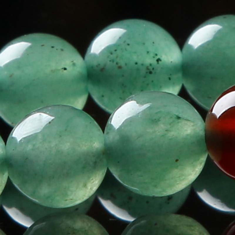 Pulsera Mala de la suerte con 108 cuentas, aventurina verde, ágata roja