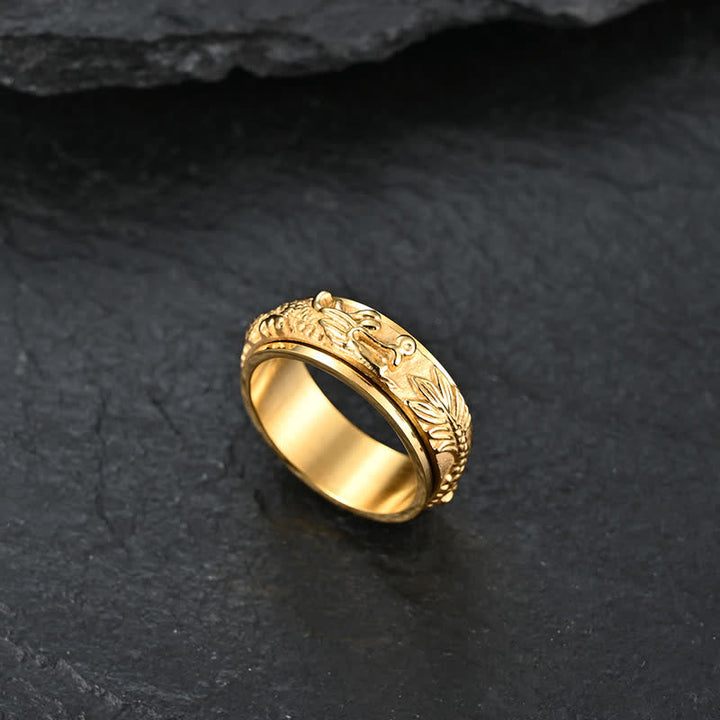 Buddha Stones Anillo de estimulación giratorio de acero de titanio Dragon - image 6