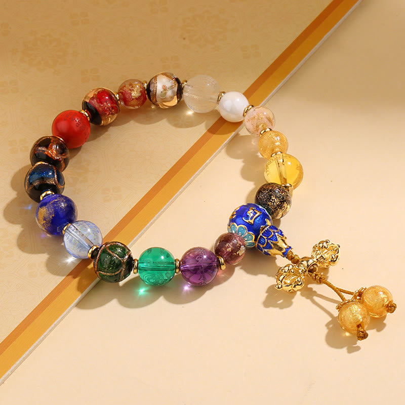 Buddha Stones tibetano colorido incienso ceniza Liuli cuentas de vidrio Om Mani Padme Hum Dorje Vajra 18 cuentas muñeca Mala
