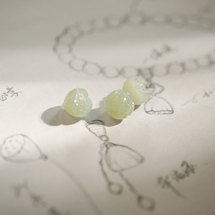 Pulsera de protección de loto de jade de ágata blanca