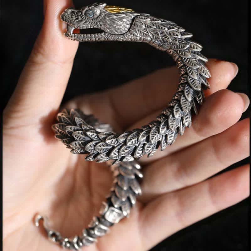 Pulsera de cadena de protección con amuleto hecho a mano de serpiente de dragón de Buddha Stones