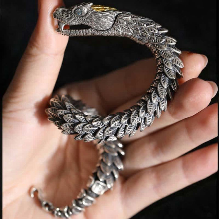 Pulsera de cadena de protección con amuleto hecho a mano de serpiente de dragón de Buddha Stones