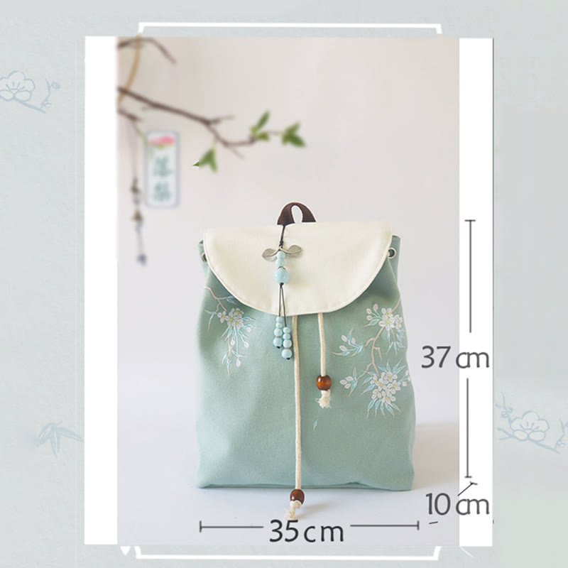 Mochila de lona de gran capacidad bordada hecha a mano con Buddha Stones