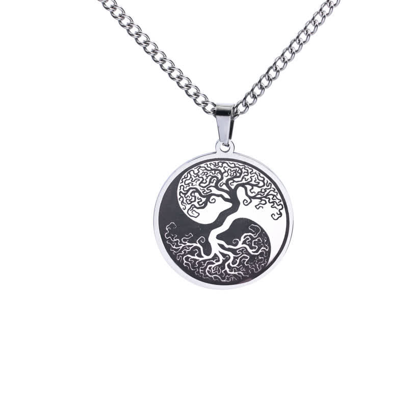 Colgante de collar con conexión de acero de titanio y Buddha Stones, el árbol de la vida - Plata - image 5