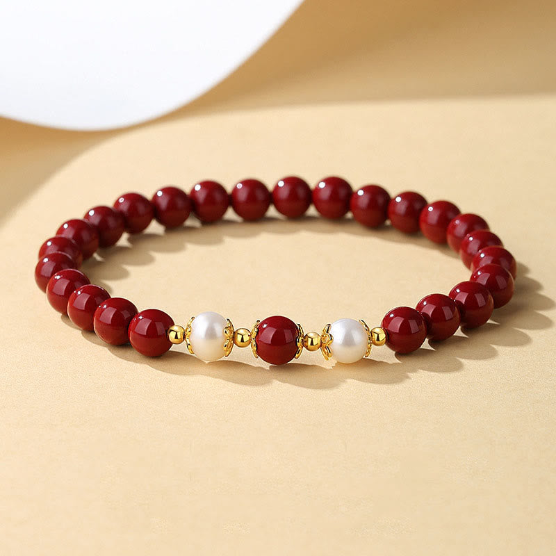 Juego de joyas de plata de ley 925 con Buddha Stones, perlas de cinabrio naturales, colgante, pulsera, pendientes