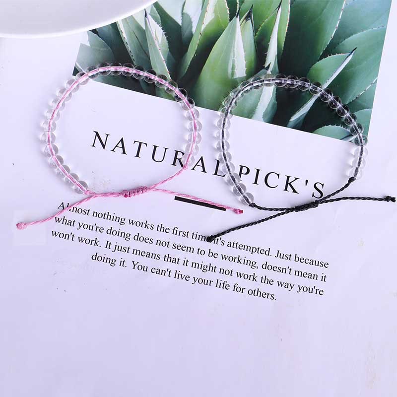 Pulsera ajustable de hilo trenzado con cuentas de vidrio hechas a mano