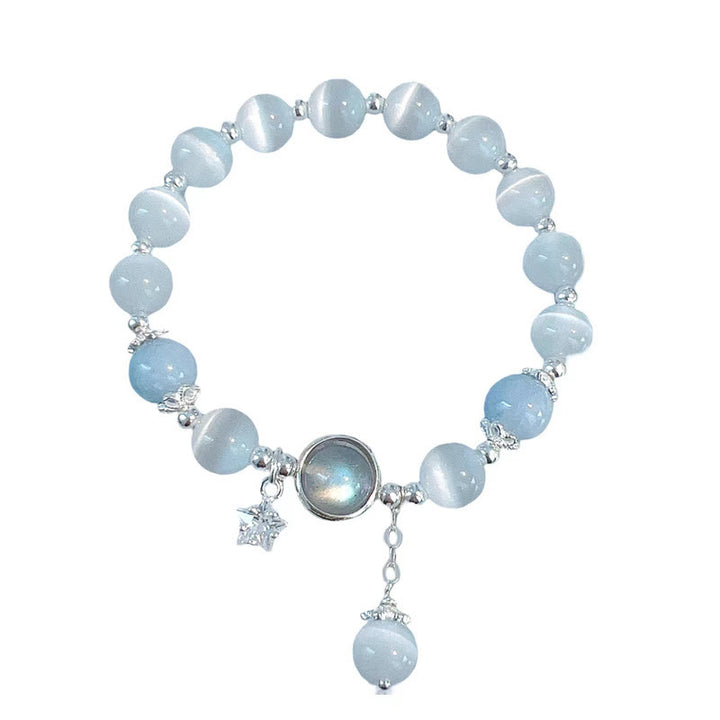 Pulsera de soporte con dije de estrella, mariposa, piedra lunar, ojo de gato, Buddha Stones