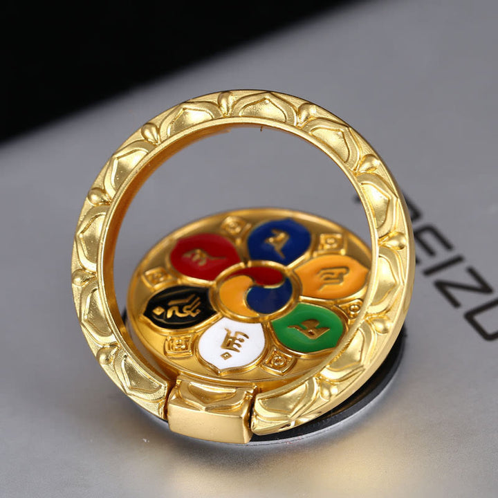 Soporte de anillo para teléfono tibetano Om Mani Padme Hum Peace, decoraciones universales para teléfono