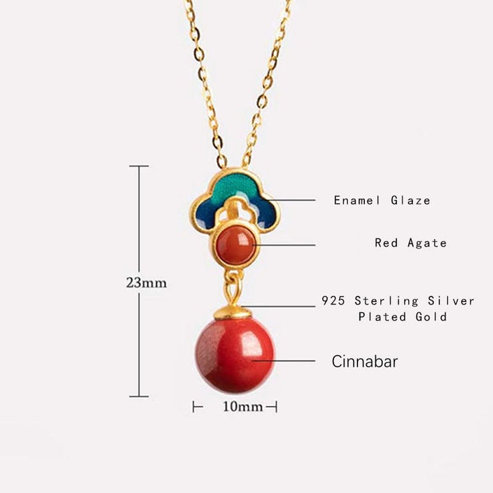 Juego de anillos y pendientes con colgante de ágata roja y cinabrio chapado en plata de ley 925 con Buddha Stones