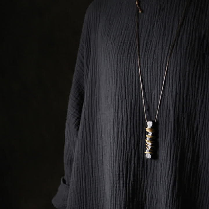 Colgante de collar con colgante de equilibrio de paz, madera de ébano tibetano y Buddha Stones , con detalles de latón y piedras de Buda. - image 11