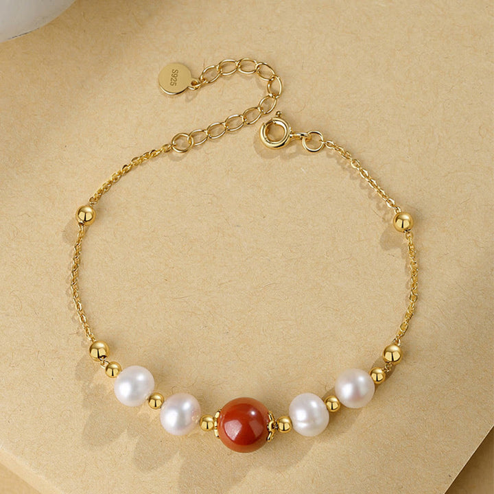 Pulsera de cadena de cuentas curativas de cinabrio y perlas de plata de ley 925 con Buddha Stones