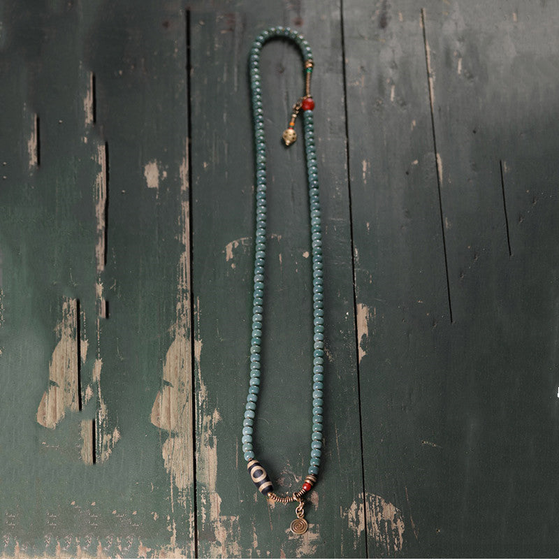 Pulsera de sabiduría de cuentas Dzi de semillas Bodhi de 108 cuentas Mala