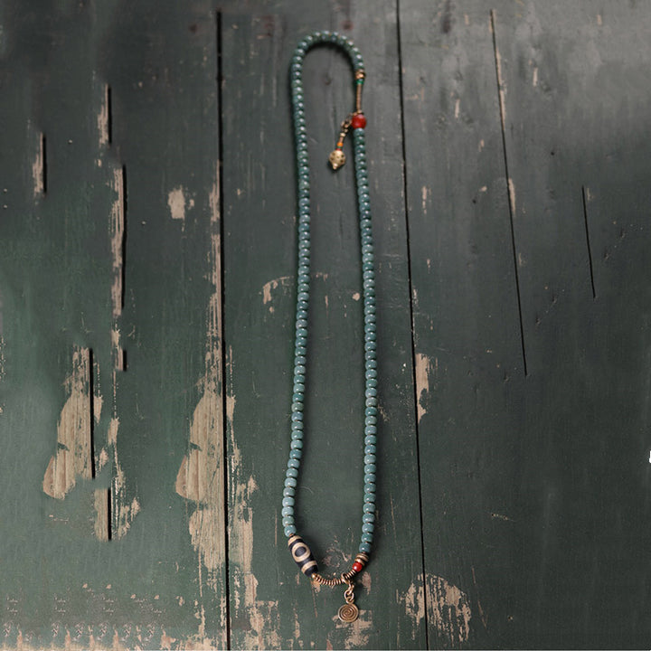 Pulsera de sabiduría de cuentas Dzi de semillas Bodhi de 108 cuentas Mala