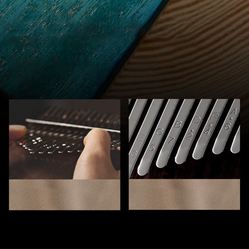 Buddha Stones Kalimba 17 teclas Piano de pulgar madera de caoba Acacia nogal Piano de dedo portátil