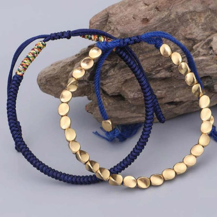 Juego de pulsera de la suerte con Buddha Stones, 3 piezas, cuentas de cobre tibetanas, protección curativa