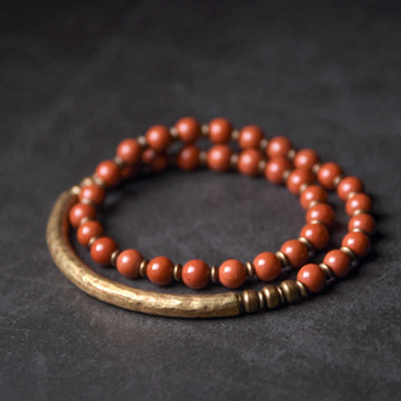 Pulsera de pareja de paz con Buddha Stones, jaspe rojo, ágata de musgo, cristal de obsidiana negra, cobre
