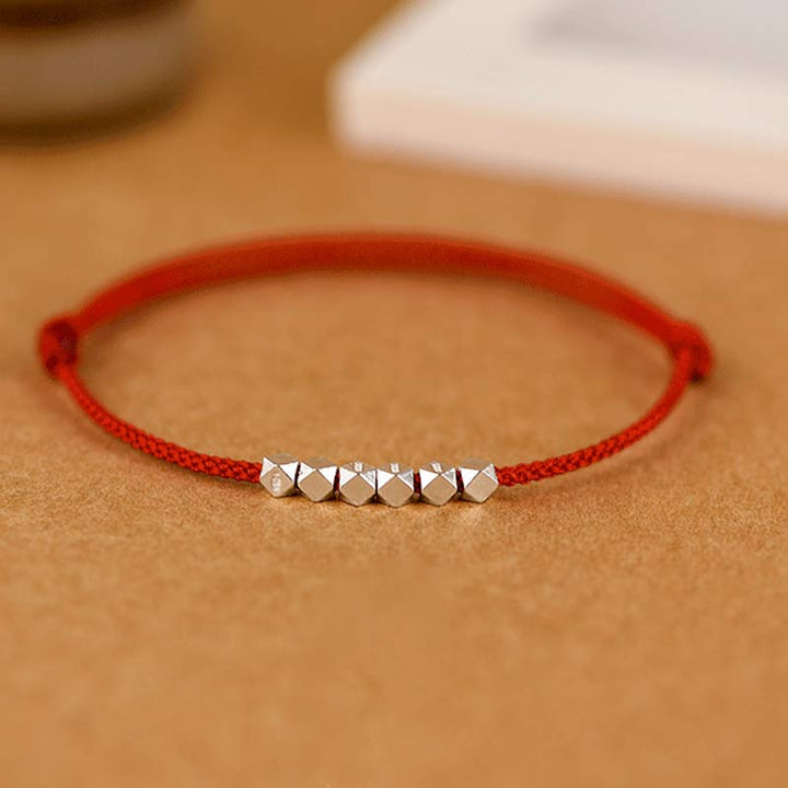 Tobillera con pulsera trenzada de hilo rojo de plata de ley 925 con Buddha Stones