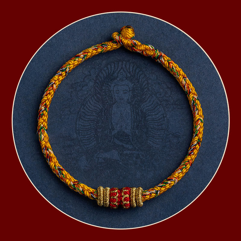 Pulsera de cuerda trenzada de fuerza de la suerte del Buda Natal del zodíaco chino hecha a mano del Tíbet con Buddha Stones
