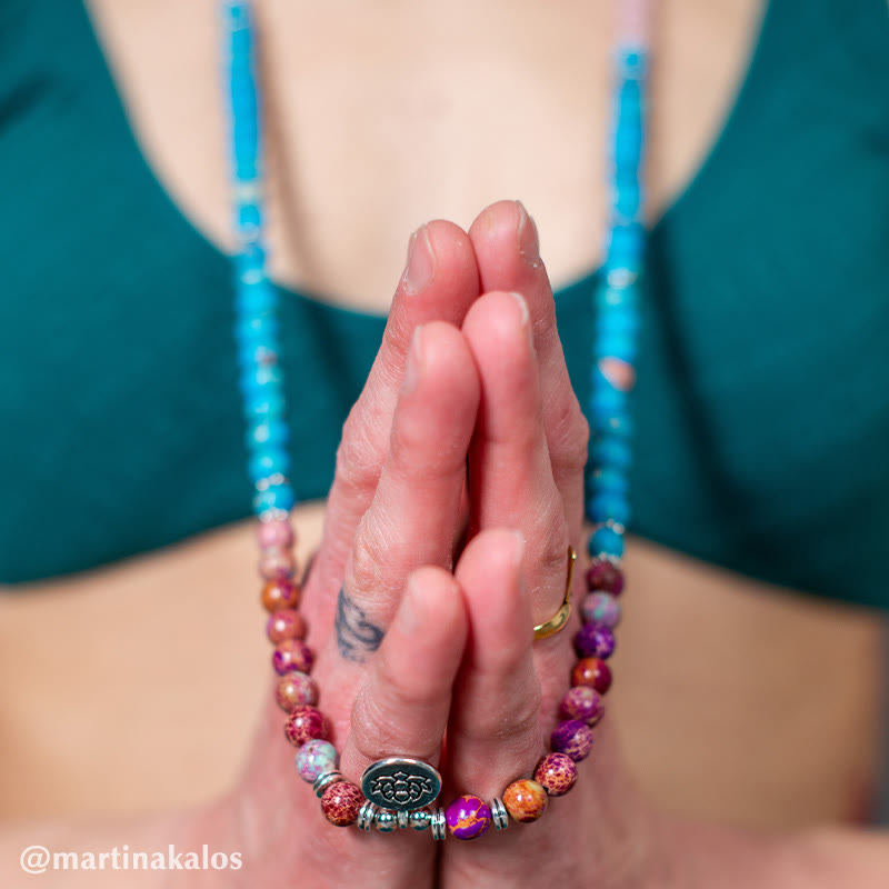 Buddha Stones Tibetano Púrpura Miano Real Bead Harmony Lotus Mala