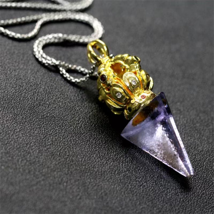 Buddha Stones tibetano Dorje Vajra 4 puntas Lotus Liuli cristal fuerza collar colgante