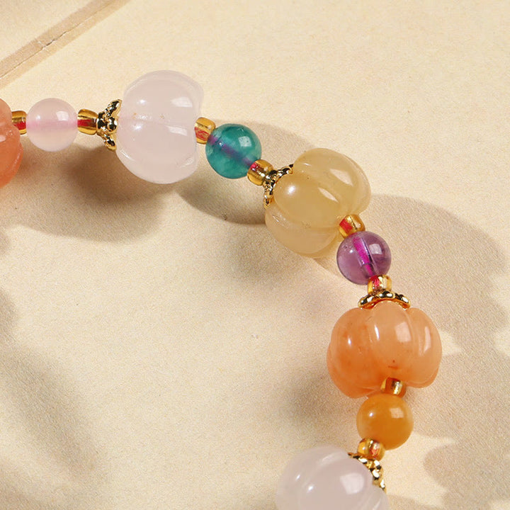 Pulsera de abalorios de riqueza con cuentas de calabaza Pixiu, cristales de Jade de seda dorada Natural