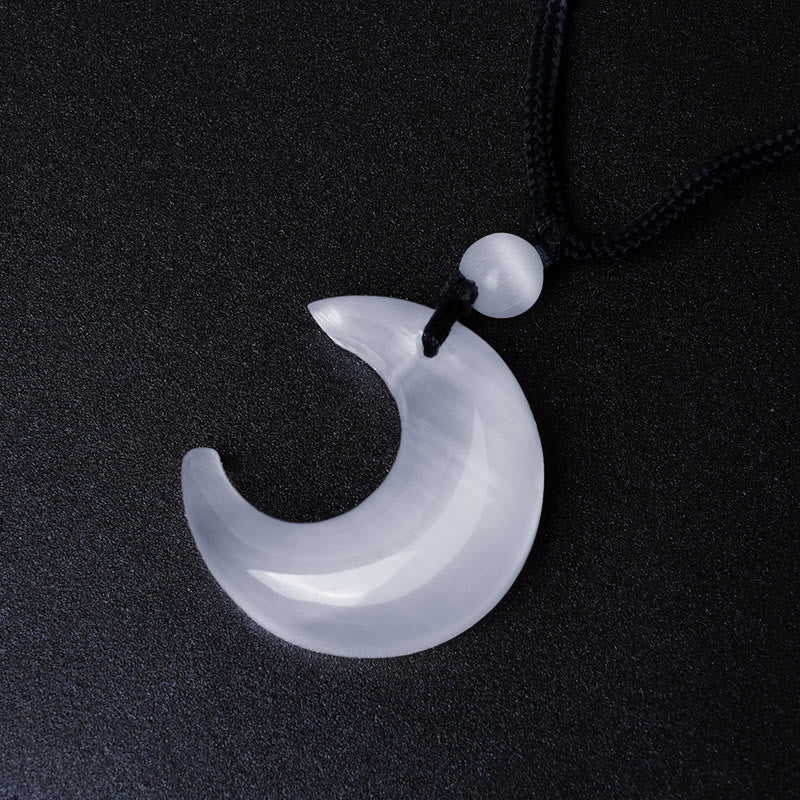 Colgante de collar de protección para pareja, colgante de cristal de selenita de obsidiana con brillo de plata Natural, Buddha Stones, luna creciente, Yin Yang - image 13