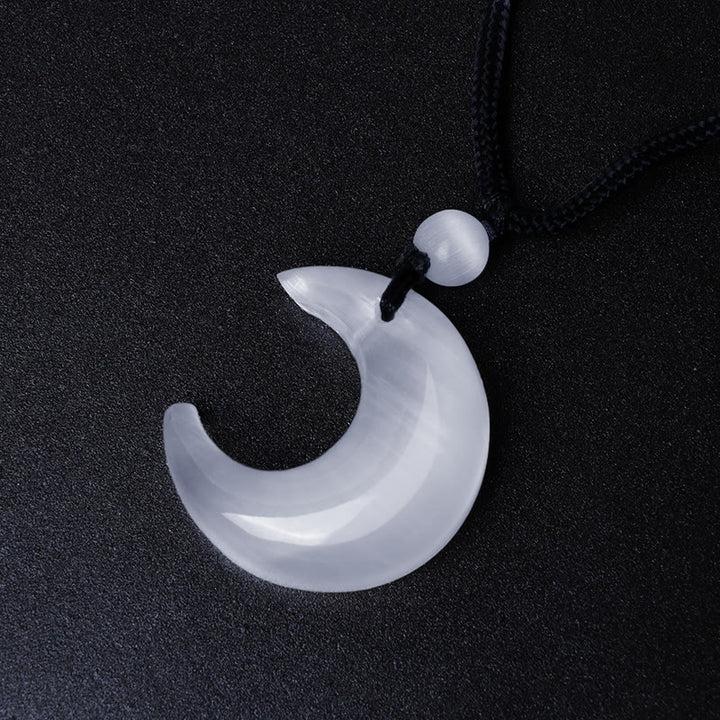 Colgante de collar de protección para pareja, colgante de cristal de selenita de obsidiana con brillo de plata Natural, Buddha Stones, luna creciente, Yin Yang - image 13