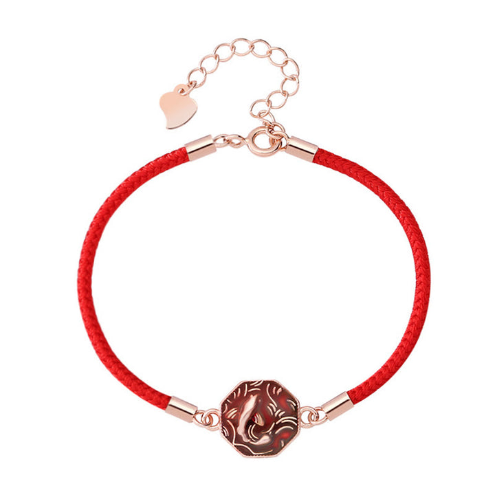 Pulsera trenzada hecha a mano con Buddha Stones, plata de ley 925, suerte, pez Koi, cambio de color, riqueza