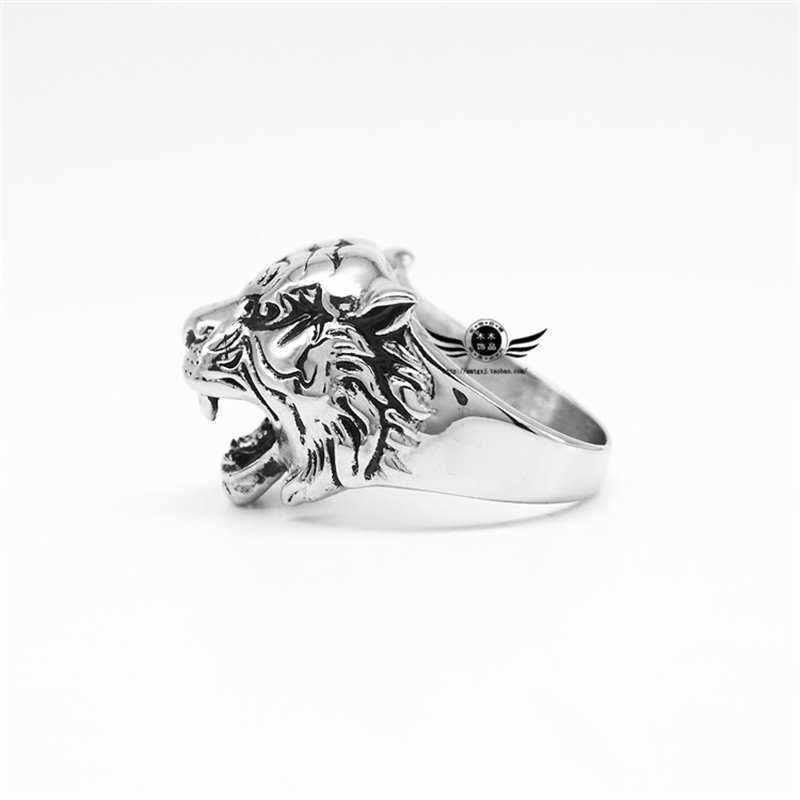 Anillo de motociclista Punk Rock con equilibrio de acero titanio y cabeza de tigre Animal para hombre
