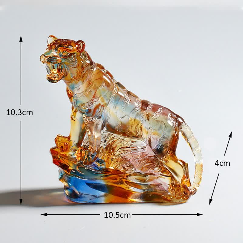 Pieza de arte de tigre de cristal Liuli hecha a mano, protección para decoración del hogar