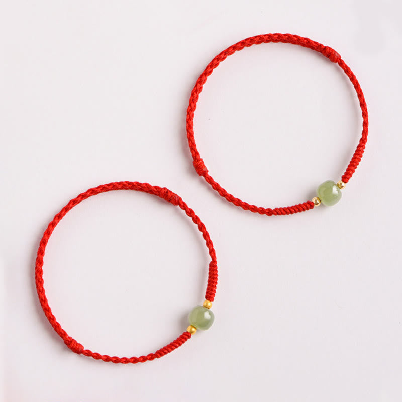 Pulsera trenzada de prosperidad con cuentas de la suerte de jade hecha a mano con Buddha Stones