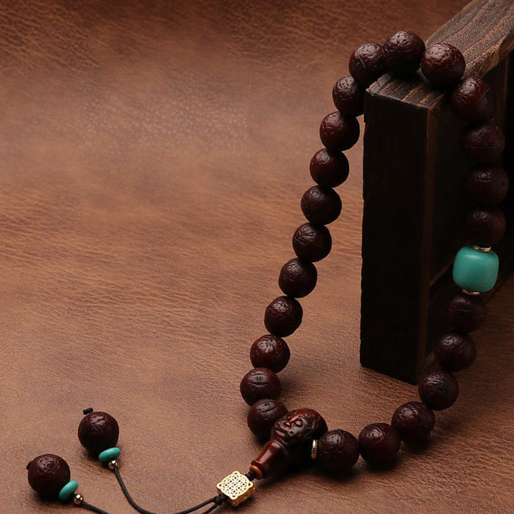 Cuenta de ágata de semilla de Bodhi tibetana, abalorio de borla de suerte y riqueza, Mala para muñeca