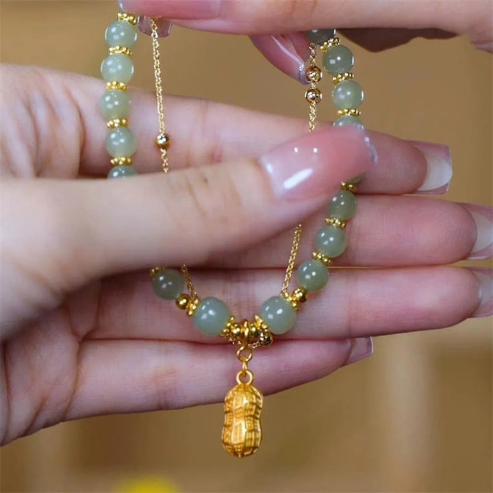 Pulsera con cuentas de la suerte, con Buddha Stones, hoja de jade, Ginkgo, tulipán, cacahuete, Fu - image 14